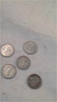 5 Canadian silver dimes
