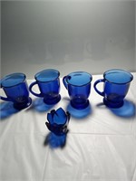 Vintage cobalt blue glasses And candleholder