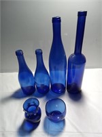 Vintage cobalt blue depression glass