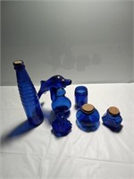 Vintage cobalt blue bottles