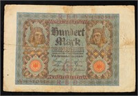 1920 Weimar Germany 100 Marks Banknote P# 69a Grad