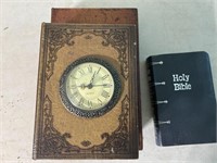 Book clock with hiding inside books with Bible