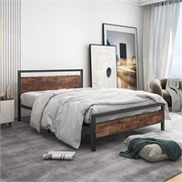 SEALED-BOFENG Full Size Bed Frame with Wood Headbo