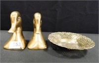 Brass Duck Heads - 5½" h; Brass look Bowl - 7½" d