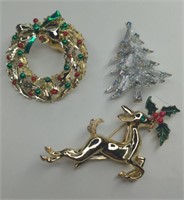 Lot of Three Christmas Brooches