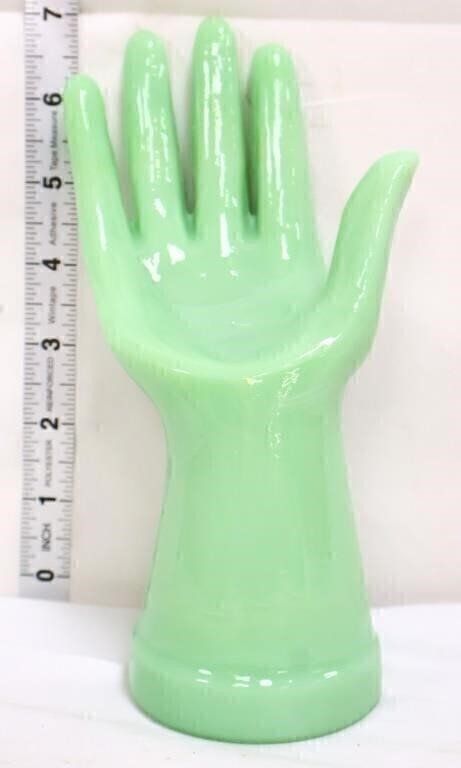 Jadeite glass jewelry hand