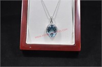 10.22CT  BLUE TOPAZ AND DIAMOND NECKLACE