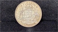 1943 Silver One Florin Australia Coin