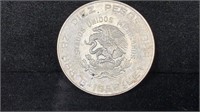 1956 Silver 10 Pesos México Coin