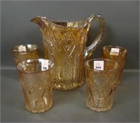 Imperial Marigold Hobstar Band  5 Pc Water Set