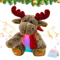 BSTAOFY LED Musical Reindeer Christmas Stuffed Ani