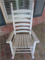 Cream colored wooden rocker