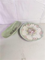 Floral plate and McCoy flower pot.