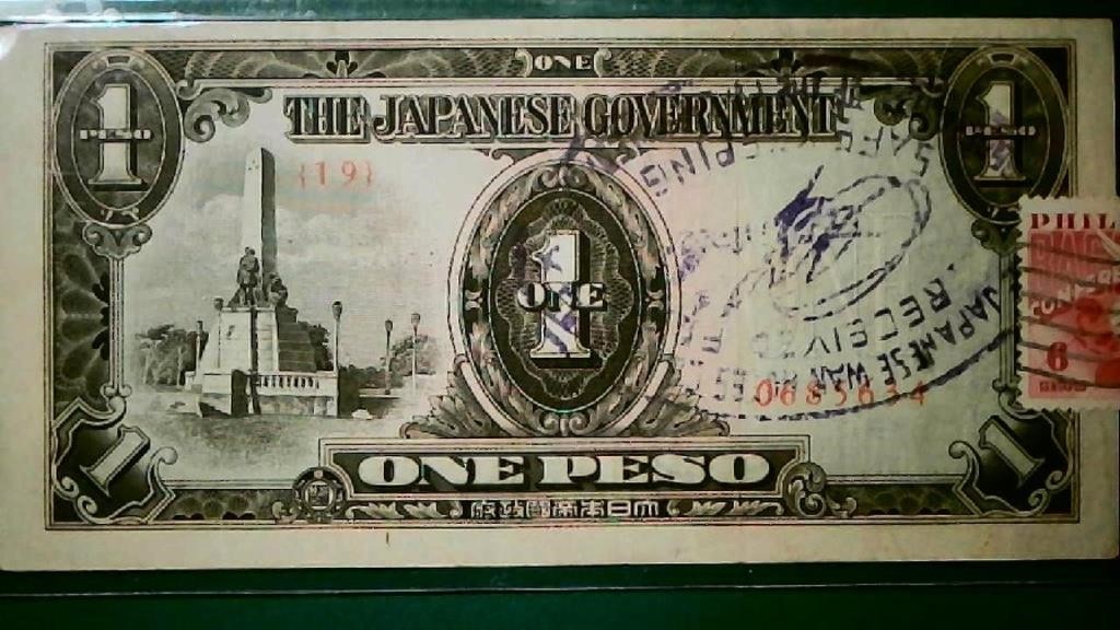 Japanese Philippines 1 Peso and 1950 Stamp