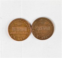 (2) 1968 US PENNIES DENVER D MINT & NO D