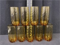 (9) Vintage Amber Glasses