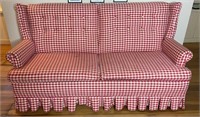 VTG Checkered Roll Armed Couch Tufted Back W/