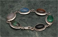Multi-Color Stones & .925 Bracelet 18.56g