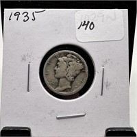 1935 MERCURY SILVER DIME