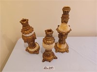 3 piece marble candlesticks
