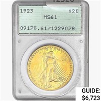 1923 $20 Gold Double Eagle PCGS MS61