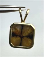 14K Yellow Gold w/ Chiastolite Crystal Pendant