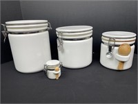 Four piece white canister set