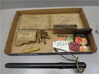 Vintage militaria, cartridges, and fishing