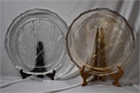 A Set of 2 Clear Pressed Glass Trays