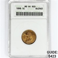 1898 Indian Head Cent ANACS MS64 RED