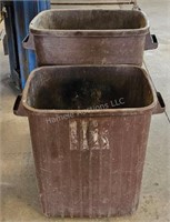 2 garbage cans - rectangle, plastic - large/medium