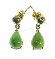 14k Yellow Gold & Jade Dangle Earrings