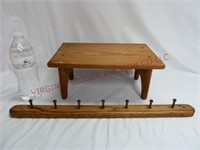 Handmade Wooden Step Stool & Peg Rack