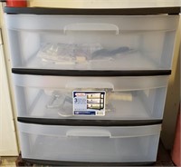 Plastic 3 Drawer Cart with contents