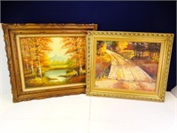 (2) Ornate Framed Oil Paintings, (1) Signed