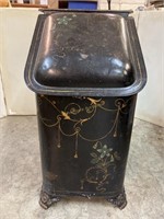 Vintage Victorian Tole Painted Coal Scuttle Box