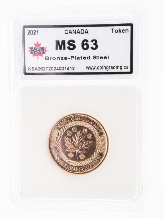 2021 Canada Token MS63 -KSA Bronze -Plated Steel