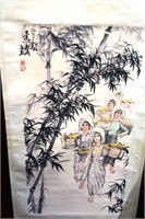 Chinese scroll, of group of women going to market