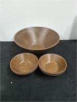 Set of wood bowls