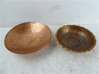 Lot of 2 Vintage Hammered Solid Copper Bowls 8.5"