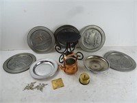 Lot of Misc. Vintage Metal Décor Items - Candle