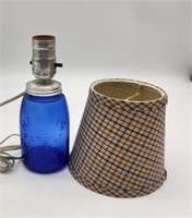 Cobalt Blue Mason's Jar Lamp w/ Shade