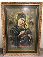 A beautifully framed religious art work; approx. 3