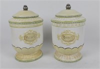 Pair of Biscotti Jars - NOTE: one lid repaired