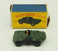Vtg Matchbox 61 Army Scout Car W/ Box Original Toy