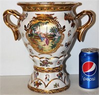 Fine Porcelain Vase Hand Painted w Gold Trim