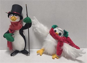 Annalee Christmas Penguin & Snow Owl Dolls (5" -
