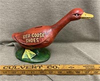 Cast Iron Red Goose Shoes Bank