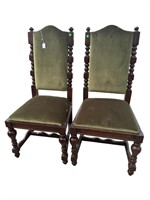 2 MAHOGANY ANTIQUE HIGH BACK CHAIRS