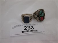 2 Men's rings, turquoise and silver